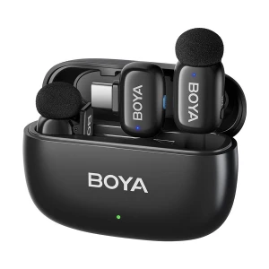 Boya Mini-14 2.4G Wireless Black Microphone for Android (1xRX, 2xTX)