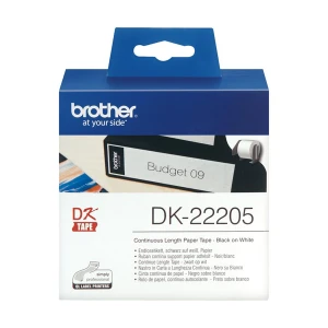 Brother DK-22205 (62mm x 30.4m) Black on White Label Roll