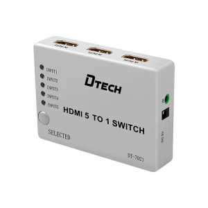 Dtech DT-7021 HDMI Female to Female Grey Switcher #5 In 1 Out