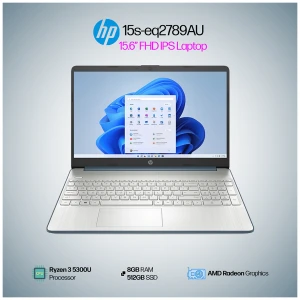 HP 15s-eq2789AU AMD Ryzen 3 5300U 8GB RAM 512GB SSD 15.6 Inch FHD Display Spruce Blue Laptop