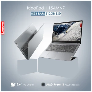 Lenovo IdeaPad 1 15AMN7 AMD Ryzen 3 7320U 8GB RAM 512GB SSD 15.6 Inch FHD Display Cloud Grey Laptop