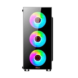 PC Power Crystal Glass Elite Mid Tower Black (Tempered Glass Window) ATX Gaming Desktop Case #PP-GS2404 Elite