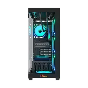 PC Power Ice Tower Elite Mid Tower Black (Tempered Glass Window) E-ATX Gaming Desktop Case #PP-GS500 BK