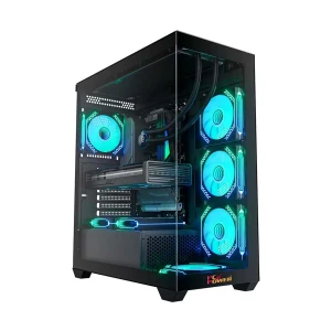 PC Power Ice Tower Elite Mid Tower Black (Tempered Glass Window) E-ATX Gaming Desktop Case #PP-GS500 BK