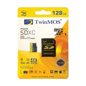 Twinmos 128GB MicroSDXC UHS-I U3 Class 10 V30 Memory Card with Adapter #TM128MSDXC10V30U3