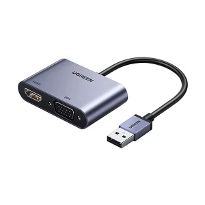 Ugreen CM449 (20518) USB Male to HDMI & VGA Female Gray Multiport Converter #20518