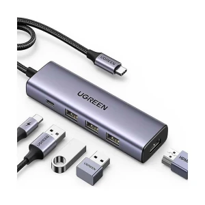 Ugreen CM511 (15597) Type-C Male to HDMI, Tri USB & Type-C Female Gray Converter #15597