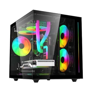 Value Top V900 Mini Tower Micro-ATX Black Gaming Desktop Casing (with 3 ARGB Fan)