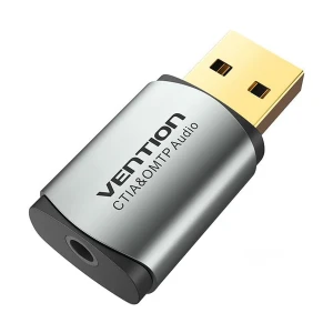 Vention CDLH0 USB Male to 3.5mm Female Gray Metal External Sound Card # CDLH0