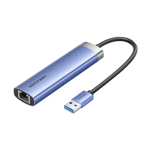 Vention TGFSB USB Male to Tri USB, Type-C & LAN Female, 0.15 Meter, Blue Converter # TGFSB