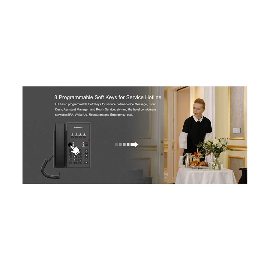 Telefono IP Alberghiero Fanvil H1, 2 Tasti Linea, 8 Tasti Programmabili Con Icone, PoE