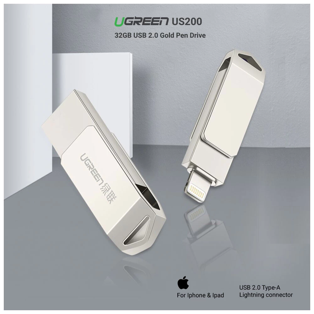 UGREEN US200 32GB USB 2.0 Gold OTG Pen Drive for iPhone and iPad in Bangladesh