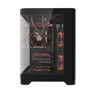 1st Player UV5 Mid Tower Black Micro-ATX Gaming Desktop Casing with Fan, HUB & Controller