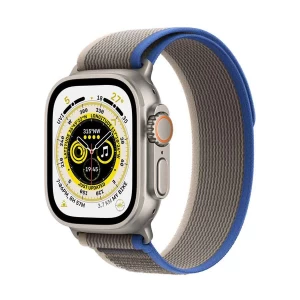 Apple Watch Ultra 49mm Titanium Case with Blue/Grey Trail Band #MQFV3LL/A, MQFV3ZP/A