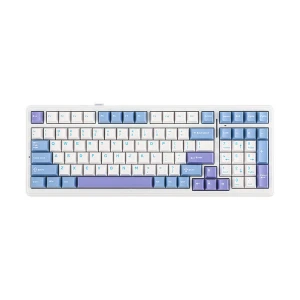 Aula F99 Tri Mode (Gray Wood V3 Switch) Purple White Gaming Keyboard