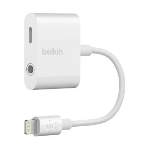 Belkin F8J212btWHT Lightning Male to 3.5mm & Lightning Female White Converter # F8J212btWHT