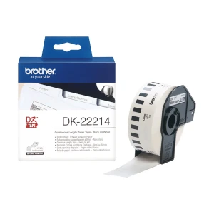 Brother DK-22214 (12mm X 30m) Continuous Paper Label Roll (Black on White, 12mm wide)