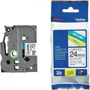 Brother Tze-251(24mm x 8m) Black on White Tape Cartridge for PT-P900W