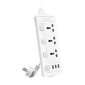 Deli 2 Pin 3 Port White Power Strip # ET410, (3 x USB) (2 Meter)