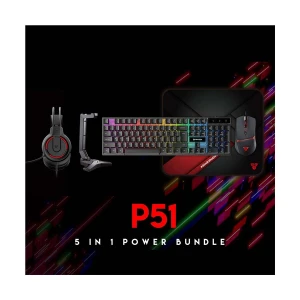 Fantech P51 Power Bundle Wired Gaming Keyboard, Mouse, Mouse Pad, Headphone & Headset Stand Combo