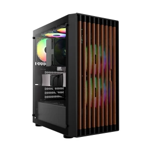 Gamdias AURA GC4 RGB Real Walnut Mesh Mid Tower Black (Tempered Glass) ATX Gaming Desktop Case