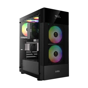 Gamdias AURA GC5 RGB Digital Display Mesh Mid Tower Black (Tempered Glass) ATX Gaming Desktop Case