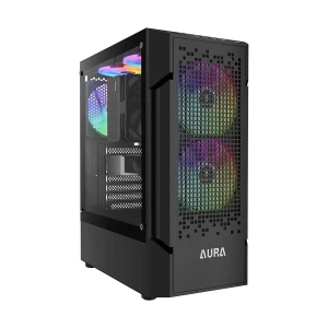 Gamdias AURA GC7 RGB Mid Tower Black (Tempered Glass) ATX Gaming Desktop Case with AURA GP250 (250W) PSU
