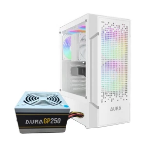 Gamdias AURA GC7 RGB Mid Tower White ATX Gaming Desktop Casing with AURA GP250 (250W) PSU