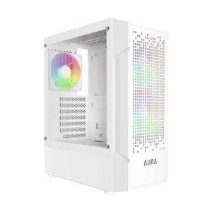 Gamdias AURA GC7 WH ARGB Mid Tower White ATX Gaming Desktop Casing with AURA GP250 (250W) PSU