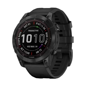 Garmin fenix 7 - Sapphire Solar Edition Black DLC Titanium Smart Watch with Black Band