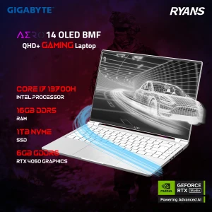 Gigabyte AERO 14 OLED BMF Intel Core i7 13700H 16GB RAM, 1TB SSD 14 Inch 2.8K QHD+ OLED Display Twilight Silver Gaming Laptop