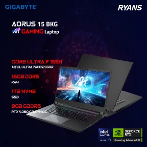 Gigabyte AORUS 15 BKG Intel Core Ultra 7 155H 16GB RAM 1TB SSD 15.6 Inch 2K QHD Display Shadow Black Gaming Laptop