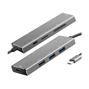 Havit H408 USB Type-C Male to Tri USB, HDMI, SD, PD & TF Female Gray Converter
