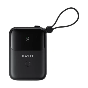 Havit PB5215 10000mAh Black Power Bank with LED Display, USB-C & Lightning Cable