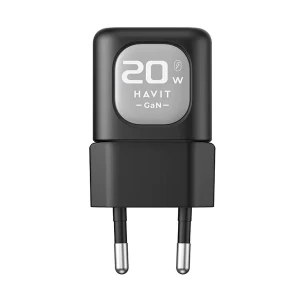 Havit UC220 GaN USB & USB-C 20W Black-Grey Travel Charger / Charging Adapter