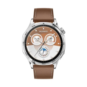 Huawei Watch GT5 Silver with Brown Composite Leather Strap 46mm GPS Bluetooth Calling Smart Watch