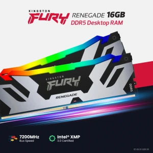 Kingston FURY Renegade 16GB DDR5 7200MHz RGB Silver-Black Desktop RAM #KF572C38RSA-16