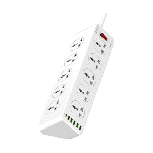 Ldnio 3 Pin 10 Port White Power Strip #SC10610 (1x Type-C, 5x USB)