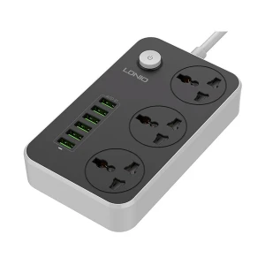 Ldnio 3 Pin 3 Port Black Power Strip #SC3604 (6x USB)