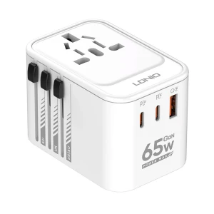 Ldnio Z6 65W GaN USB & Dual USB-C White Universal Travel Charger / Charging Adapter #Z6 (EU/UK/US/AU)