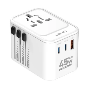 Ldnio Z8 45W GaN USB & Dual USB-C White Universal Travel Charger / Charging Adapter #Z8 (US/UK/EU/AU)