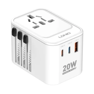 Ldnio Z9 20W GaN USB & Dual USB-C White Universal Travel Charger / Charging Adapter #Z9 (US/UK/EU/AU)