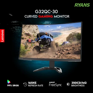 Lenovo G32qc-30 31.5 Inch 2K QHD Display Dual HDMI DP Curved Gaming Monitor