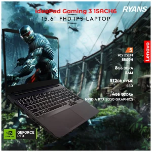 Lenovo IdeaPad Gaming 3 15ACH6 AMD Ryzen 5 5500H 8GB RAM 512GB SSD 15.6 Inch FHD Display Shadow Black Gaming Laptop