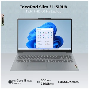 Lenovo IdeaPad Slim 3i 15IRU8 Intel Core i3 1305U 8GB RAM, 256GB SSD 15.6 Inch FHD Antiglare Display Arctic Grey Laptop