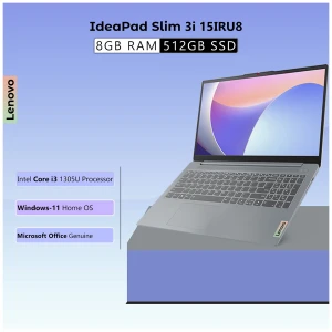 Lenovo IdeaPad Slim 3i 15IRU8 Intel Core i3 1305U 512GB SSD 15.6 Inch FHD Display Arctic Grey Laptop