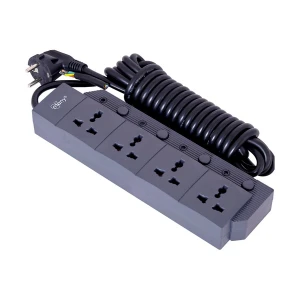 Many 2 Pin 4 Port Black Power Strip # MTS-2040 (3 Meter)