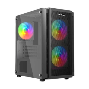 MaxGreen 5510-Mesh ARGB Mid Tower Black Micro-ATX Gaming Desktop Casing With Standard PSU