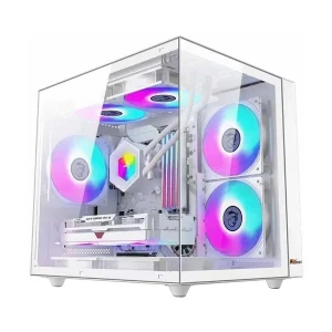 PC Power PG-H25 WH Ocean View Mini Tower White Micro-ATX Gaming Desktop Casing