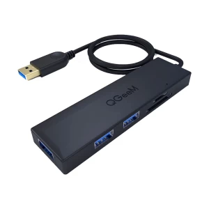 Qgeem USB Male to Tri USB 3.0, SD & TF Female Black Multi-Interface HUB # QG-UH05-1A